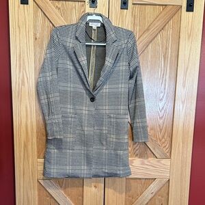 Philosophy Houndstooth Blazer in Black and Tan